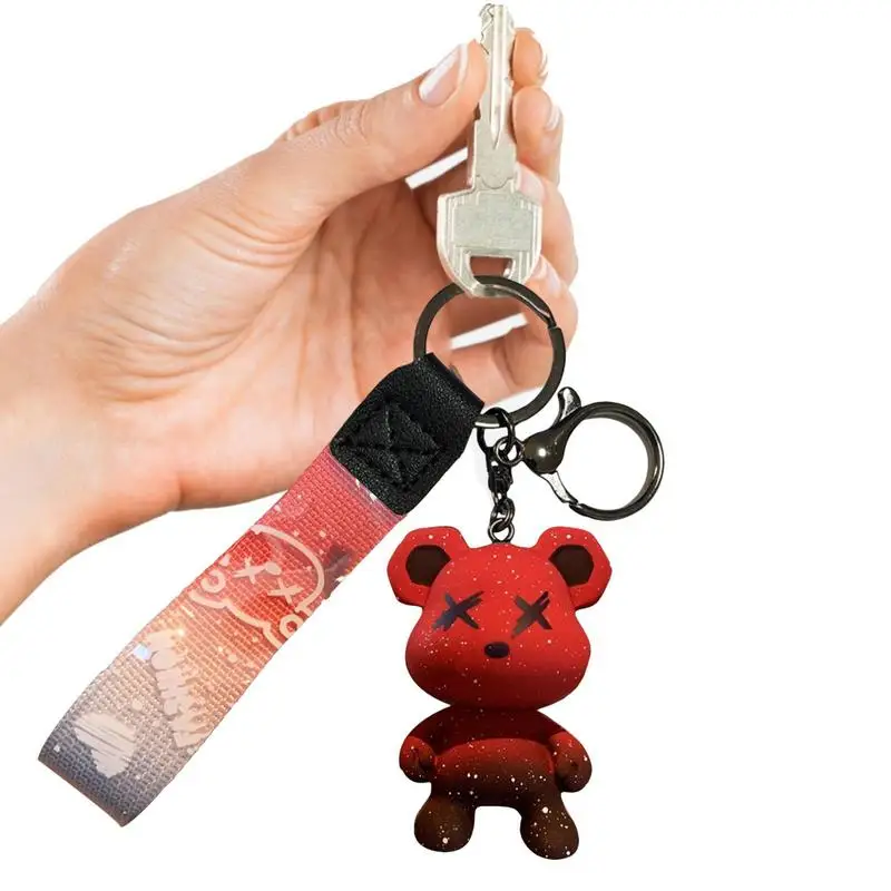 

Gradient Color Bear Keychain Couples Gift Key Chain Animal Doll Key Ring For Bags Creative Fashion Cool Car Accessories Pendant