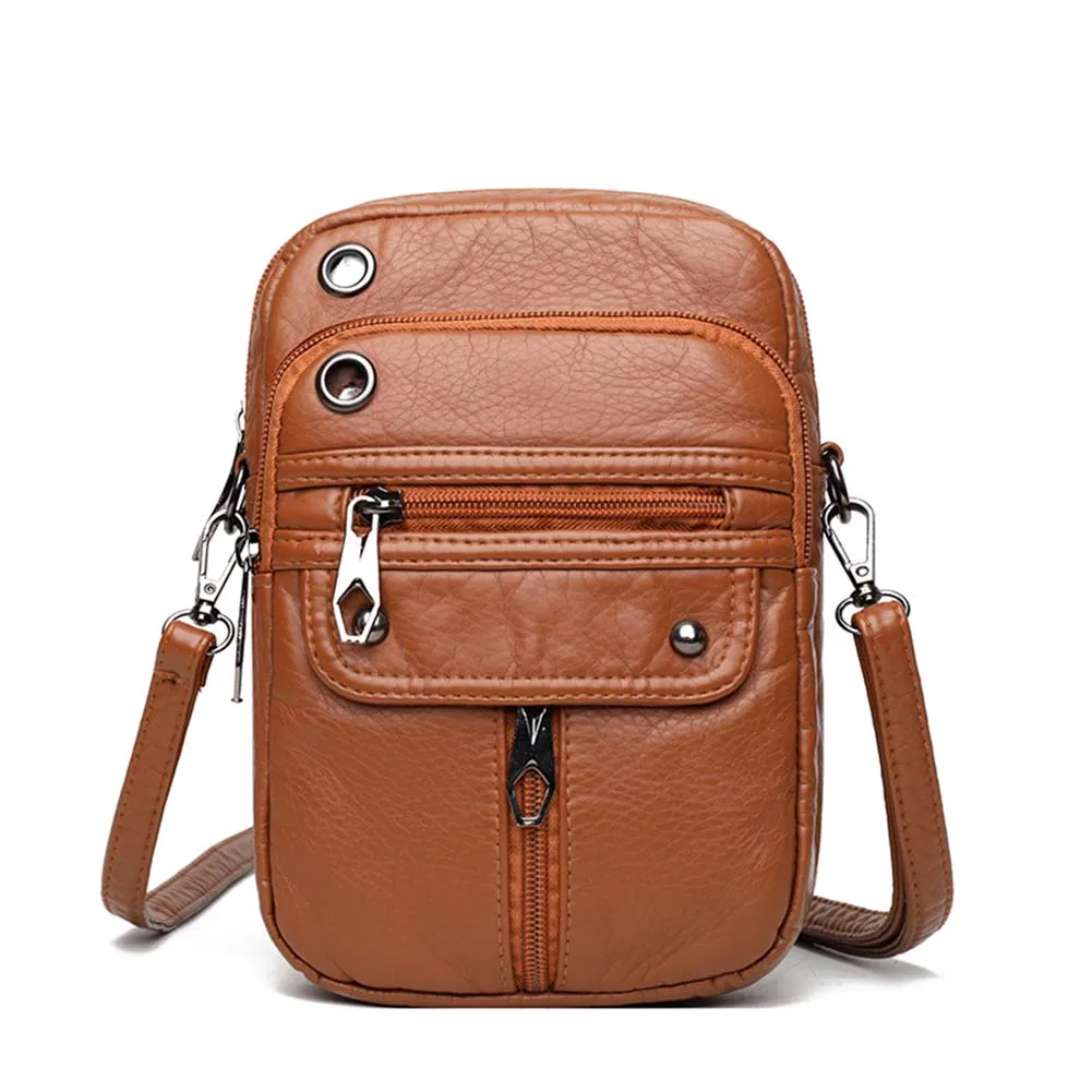 

Fashion Soft Leather Women Shoulder Bag Vintage Small Crossbody Bag Phone Purse Shoulder Handbags for Traveling