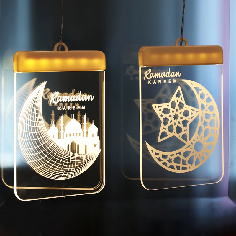 

Eid Mubarak 3D Acrylic LED Night Light Ramadan Decorations for Home Bedroom Islamic Muslim Religion Pendant Eid Al Adha Gifts