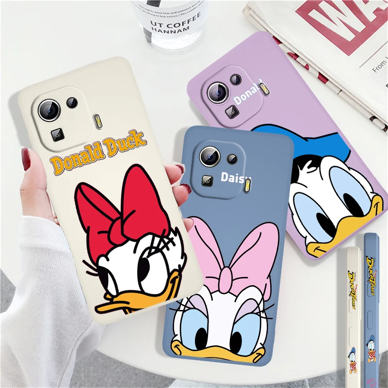 

Donald Duck Disney Anime Phone Case For Xiaomi Mi Poco X4 M4 F4 GT 12 11 11i 11T 10T 9 SE Ultra Lite Pro Liquid Left Rope