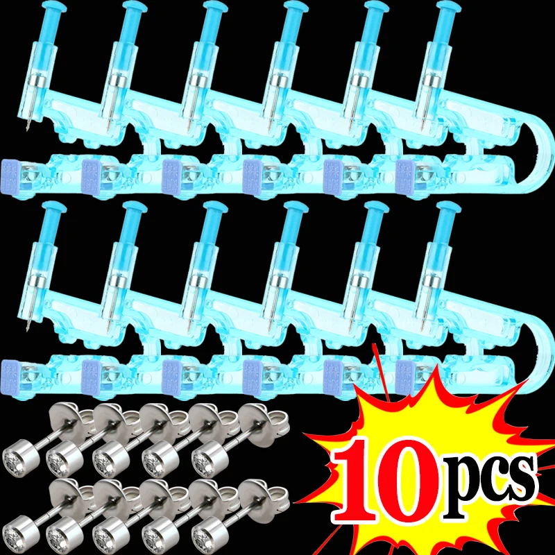 

10-1Pcs Ear Piercing Gun Kit Disposable Healthy Safety Earring Nose Piercer Tool Machine Sterile Body Jewelry No Inflammation