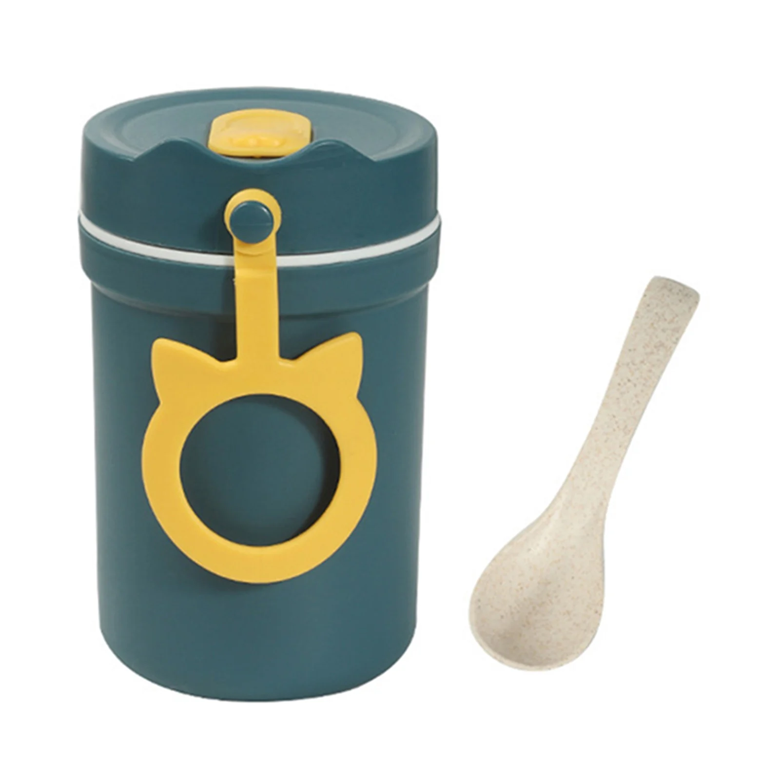 

Double Layer Oatmeal Cup With Lid And Spoon Fashion Portable Plastic Soup Cup