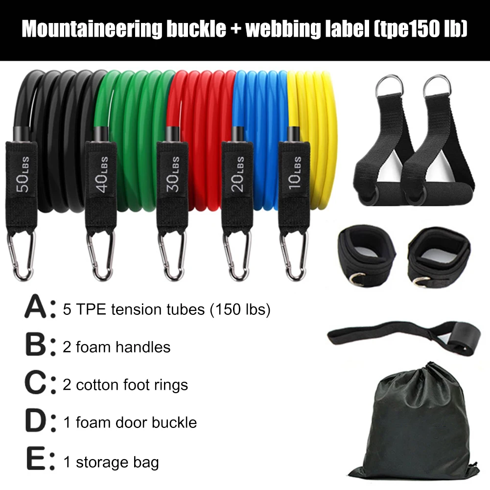 

11Pcs/Set Latex Pull Rope Resistance Bands Indoor Portable Fitness Equipment Ankle Strap Exercise Training Expander Elastic Band