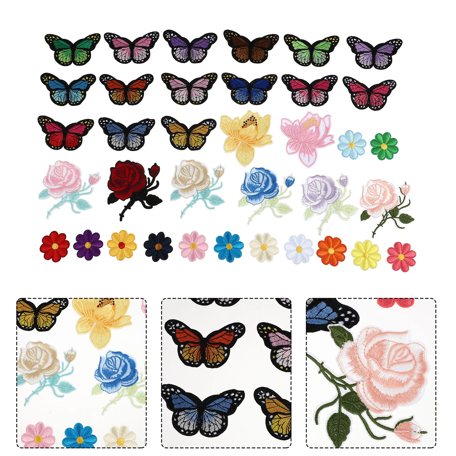 

36 Pcs Adhesive Patch Embroidered Applique Embroidery Stickers Flower Denim Bag Decor Paste Decorations Sewing Sunflower Sew-On