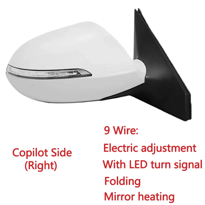 

Зеркало заднего вида, боковое складное зеркало с подогревом в сборе, 5 7 контактов, 9 проводов для Kia Sportage R 2011-2016, внешние аксессуары