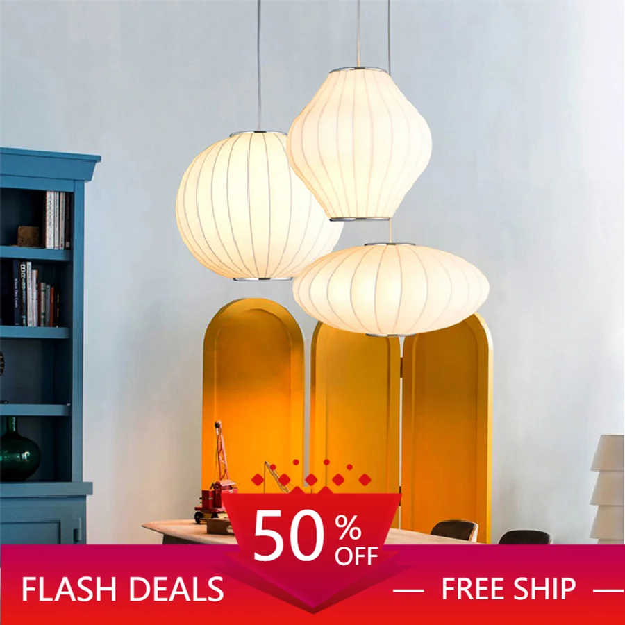 

Chinese Silk Pendant Lights Compound Dining Staircase Living Room Bar Lights Restaurant Pendente Lamp Light Fixtures Luminaire