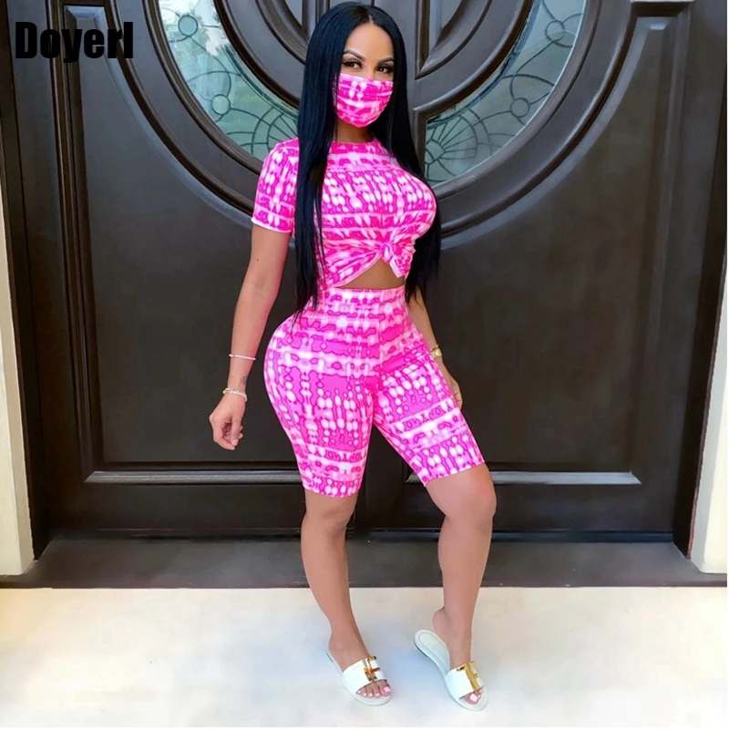 

Biker Shorts Tracksuits Women Two Piece Set Sportwear Summer Tie Dye Fashion Casual Co Ord Set Woman Two Piece Outfit Set 2022