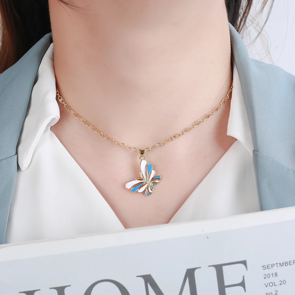 Новинка 2022 красочное улучшенное ожерелье с подвеской-бабочкой в стиле хип-хоп