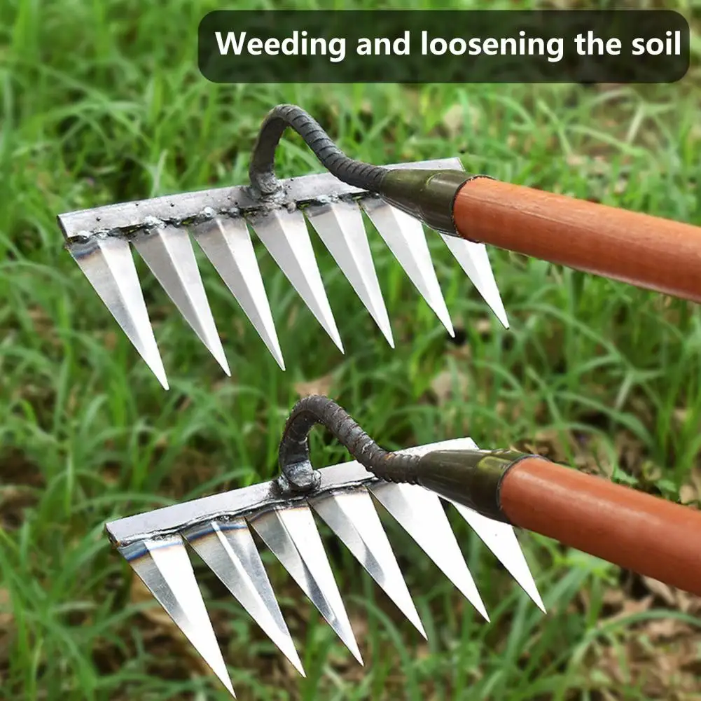 

Excellent Weeding Rake Long Lasting Lawn Rake Non-slip Grass Rake Garden Hand Tools Cleaning Farm