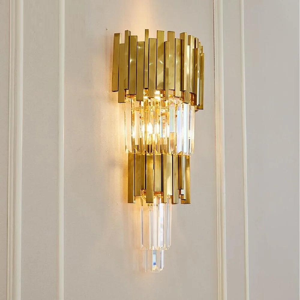 

Modern wall lamp gold crystal living room bedroom bedside wall lamp
