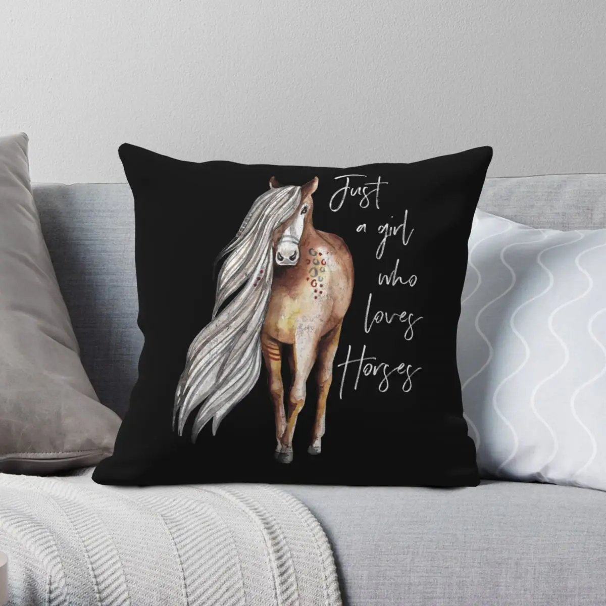 

Horse Lover Square Pillowcase Polyester Linen Velvet Pattern Zip Decor Pillow Case Sofa Cushion Cover 45x45