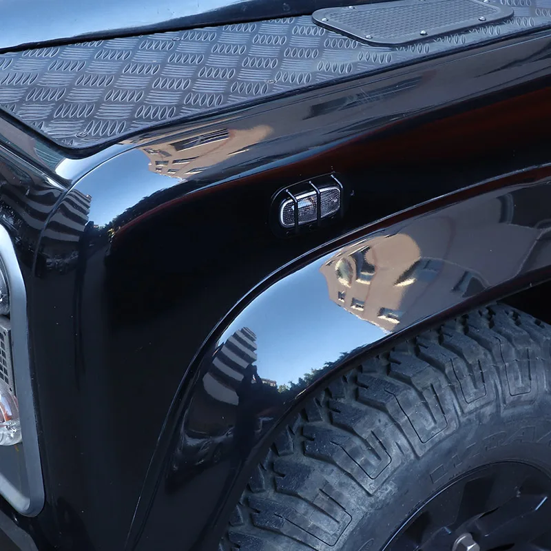 

For Land Rover Defender 90 110 130 2004-2019 Metal black car turn signal net cover protective cover Car Accessories