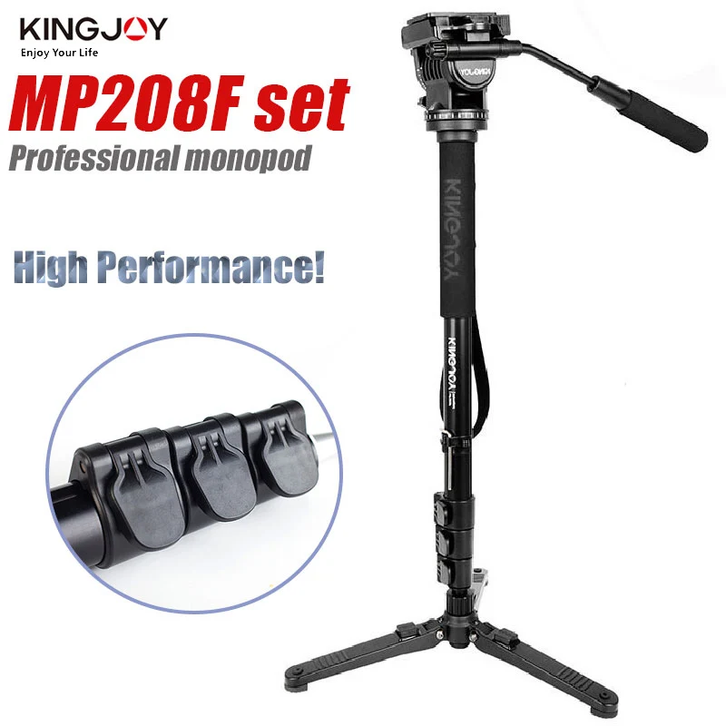 KINGJOY MP208F Set Professional Monopod  Dslr For All Models Camera Tripod Stand Para Movil Flexible Tripe Stativ SLR