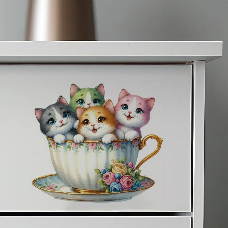 

Наклейка "Кот в чайной чашке", ПВХ