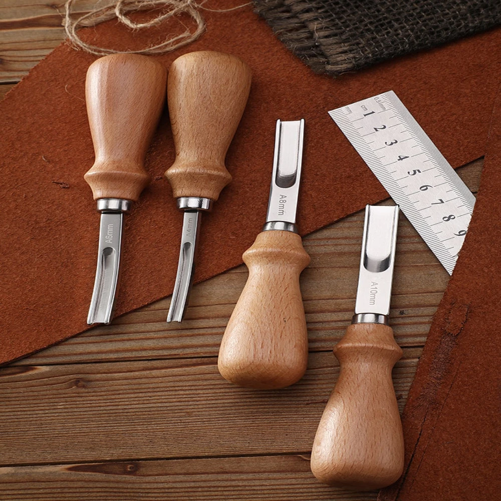 

A4mm A6mm A8mm A10mm Practical Leather Craft Edge Beveler Skiving Beveling Knife DIY Cutting Hand Craft Tool with Wood Handle