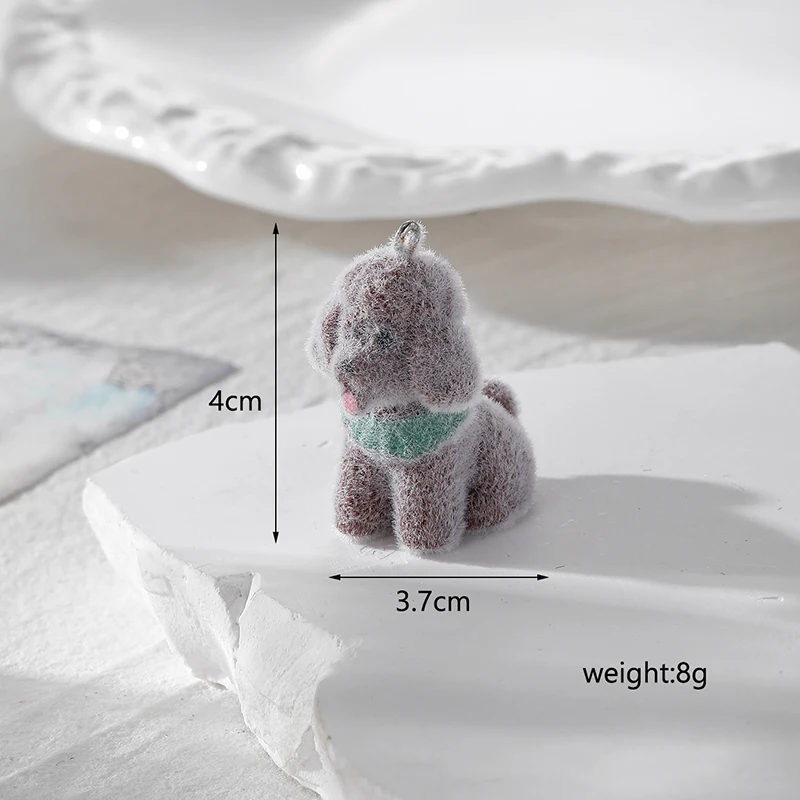 3D Подвески из флока в виде щенка собаки кавайная такса искусственная Подвеска