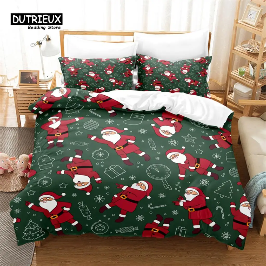 

Cartoon Santa Claus Bedding Set, Duvet Cover Set, 3D Bedding, Digital Printing, Bed Linen, Queen Size, Fashion Design