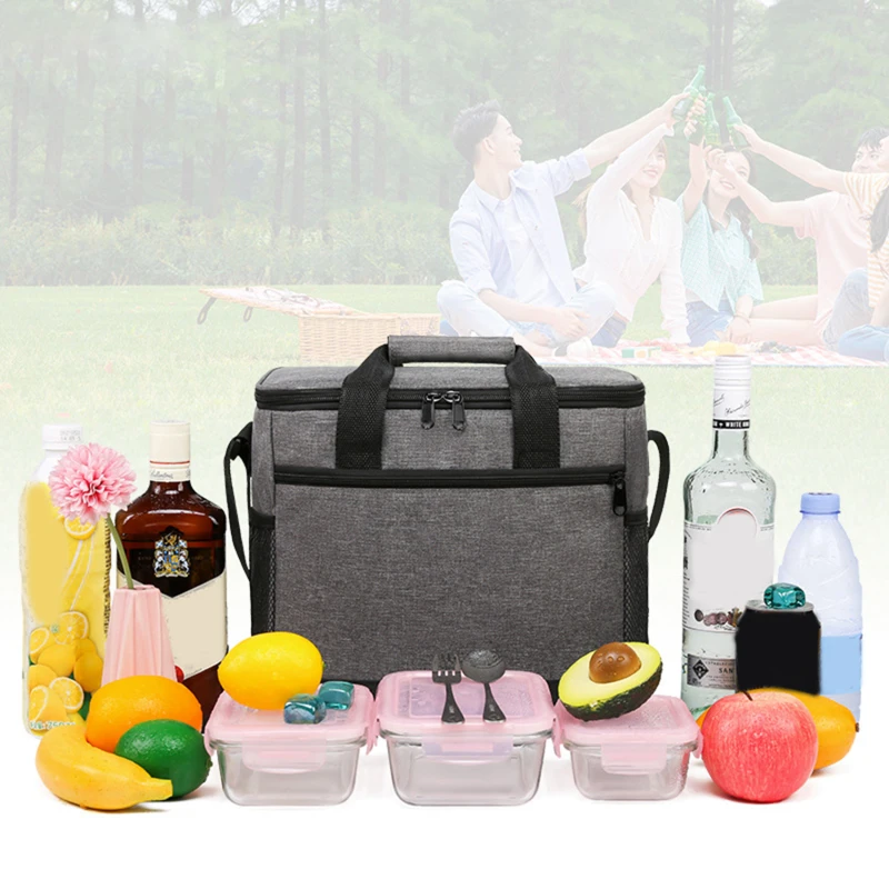 

Outdoor Camping Picnic Bag Portable Lunch Bag Food Thermal Insulated Box Food Storage Bags Bento Pouch Dinner Container Handbag
