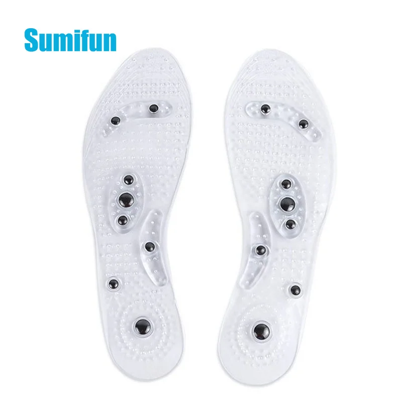 

2pcs/1pair Unisex Magnetic Massage Insoles Foot Acupressure Shoe Pads Therapy Slimming Insoles for Weight Loss Transparent