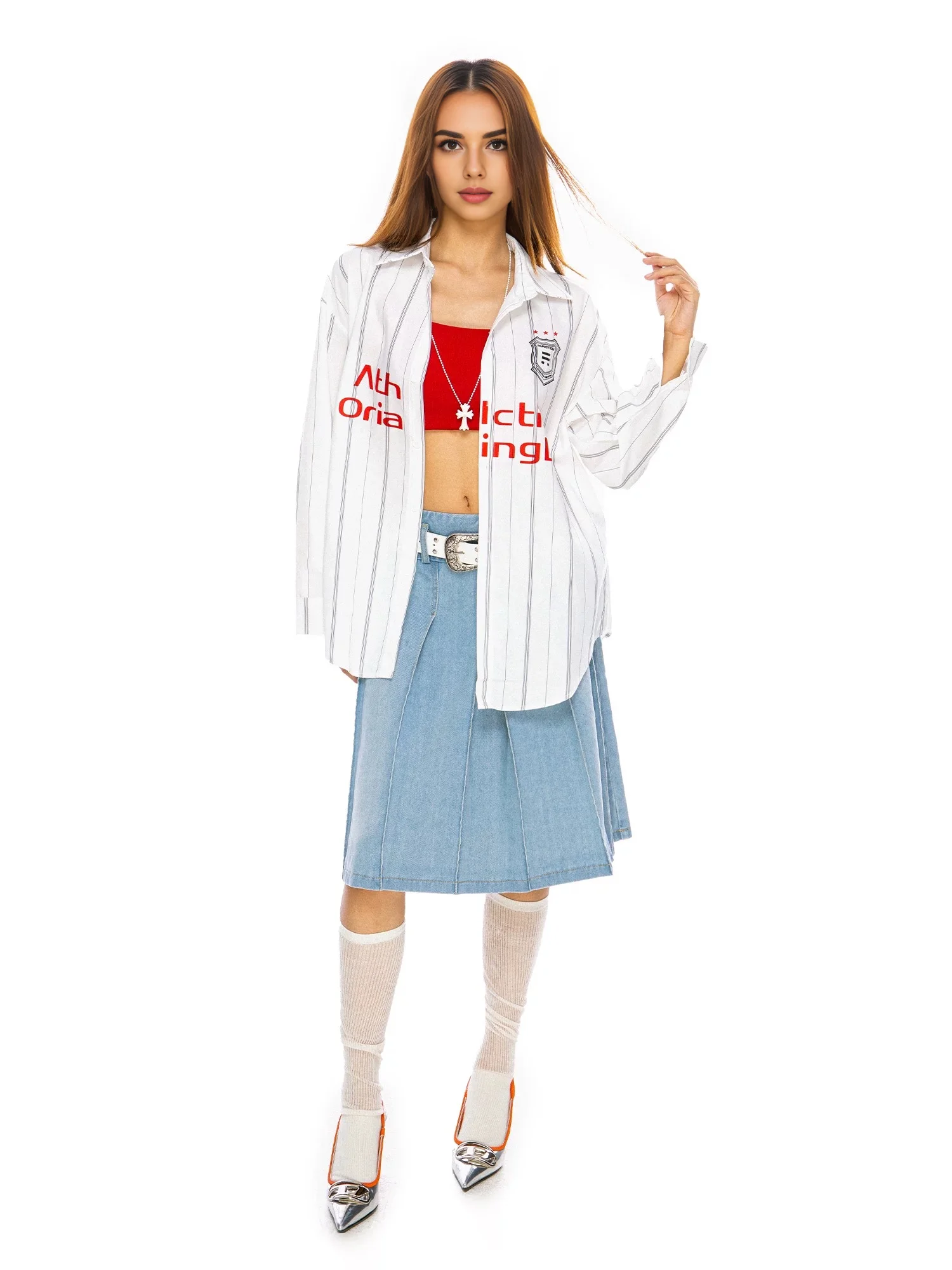 Женские винтажные плиссированные юбки y2k модель 2024 года джинсовая одежда в