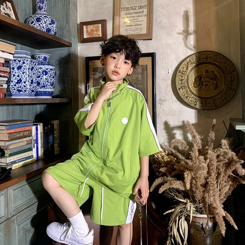 

Экзотический спортивный Универсальный комплект авокадо зеленого цвета для мальчиков и девочек Новинка Лето 2022 просторные повседневные шо...