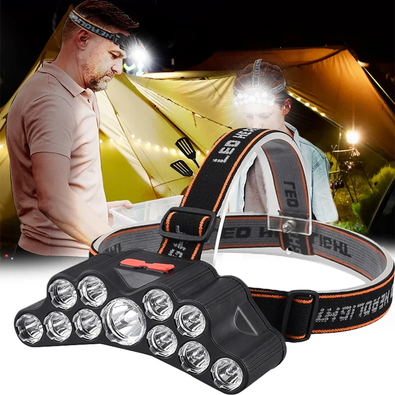 

High Quality Emergency Headlamp Bright USB Rechargeable 11Leds Bright Working Modes Waterproof Headlamp for Camping and Hiking