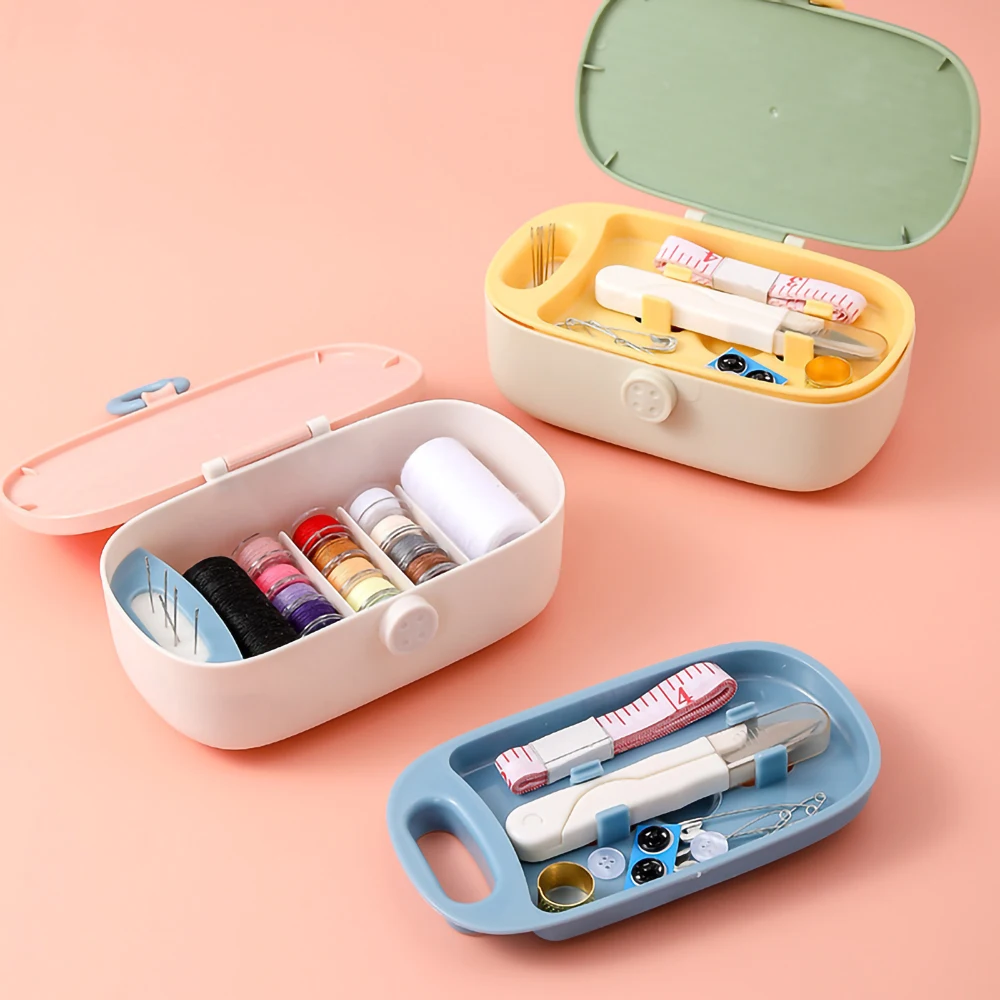 

Sewing Kits Portable Hand-Sewing Storage Tools PP Box With Needles Threads Buttons Scissors Sets Quilting Stitching Embroidery