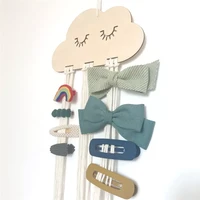 2022ins nordic wooden cloud baby hair clips holder princess girls hairpin hairband storage pendant jewelry organizer wall orname