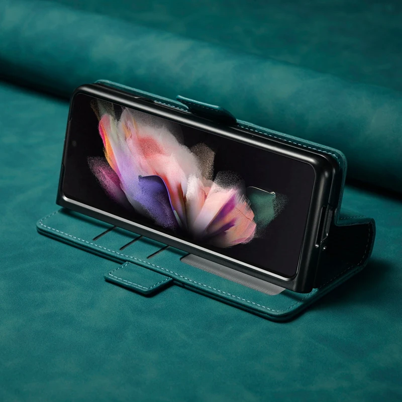 Card Pocket Wallet Case for Samsung Galaxy Z FOLD 4 Samsung Galaxy Z Fold 3 PU Leather Strong Magnetic Flip Cover Capa Fundas