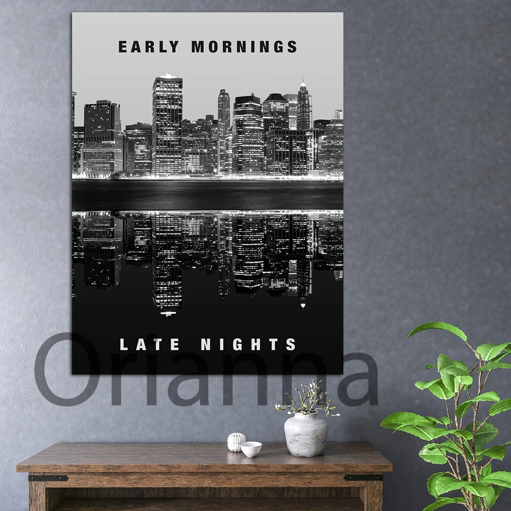 

Настенная живопись на холсте раннее утро поздно ночи мотивационный постер вдохновляющие настенные картины офисный коридор домашний декор