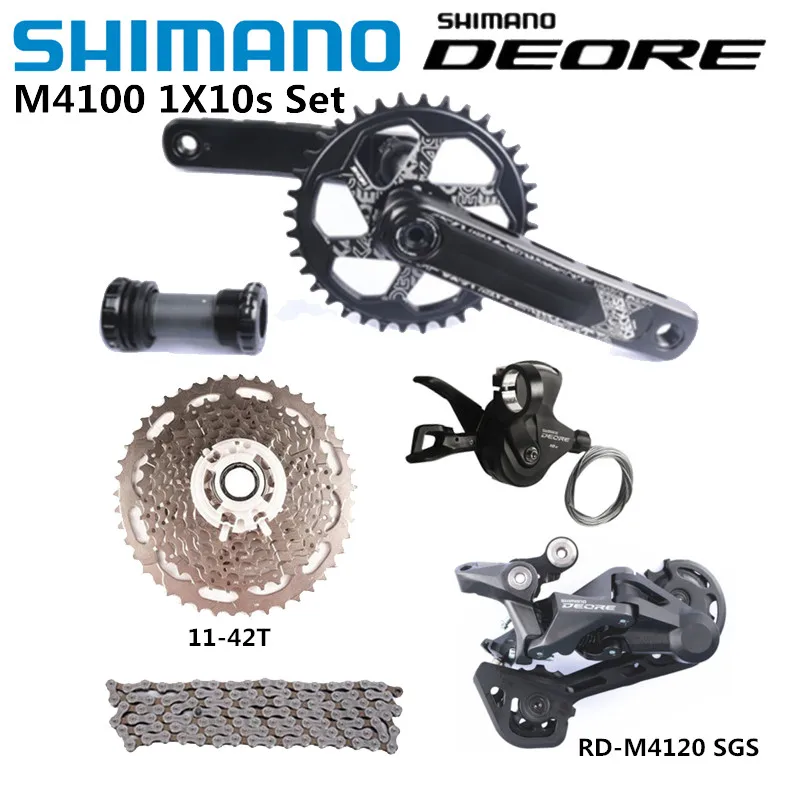 Shimano DEORE M4100 Groupset 1x10s Set Rear Derailleur Shifter 11-46T 11-42T Cassette Hg54 Deckas Crankset For MTB Bike