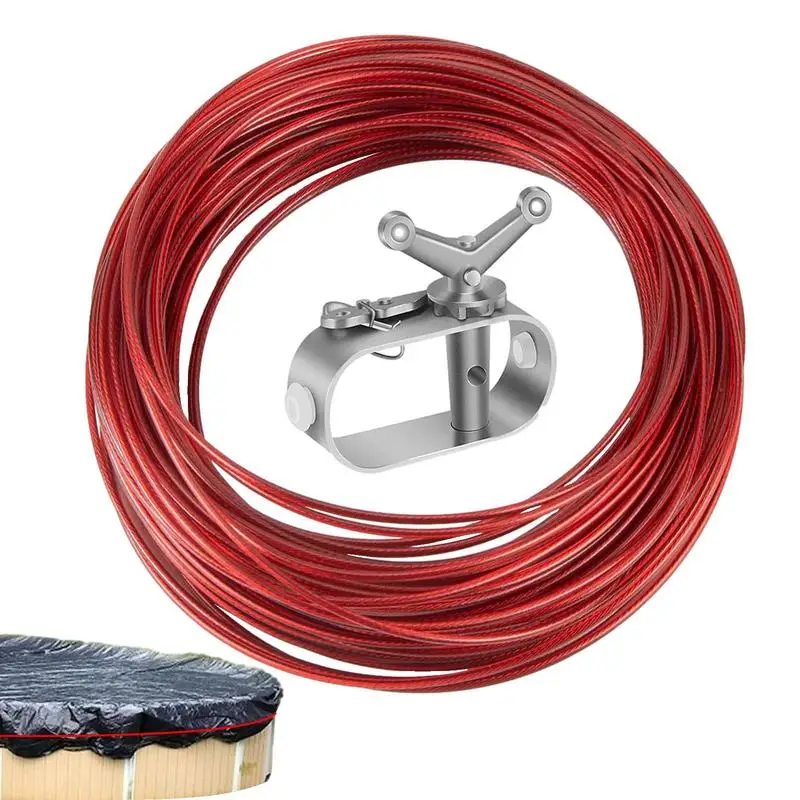 

Winter Swimming Pool Cover Cable Winch Kit Coated Steel Wire Hot Spring Swimming Pool Cover Tightener Pool Accessories