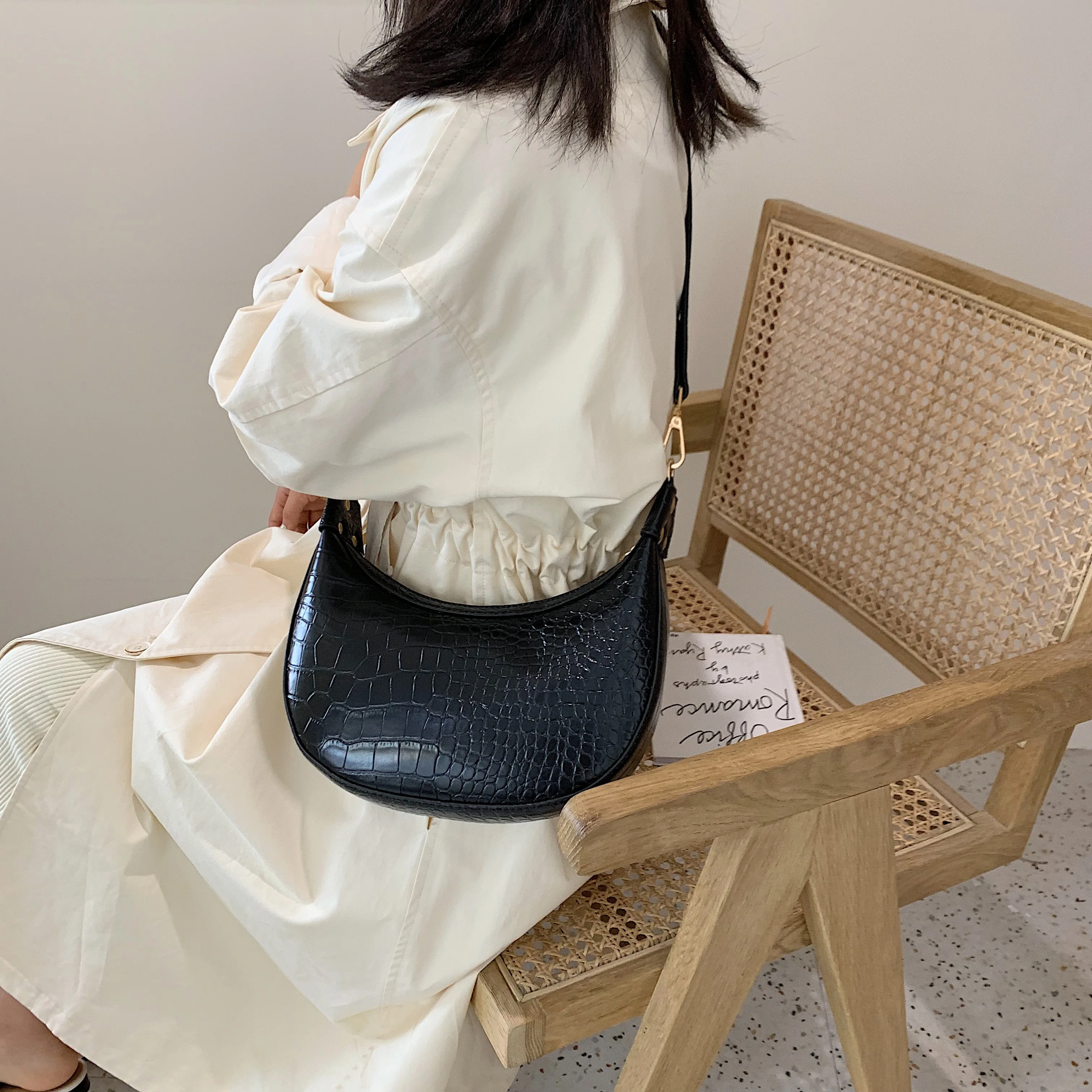 Vintage Stone Pattern Retro PU Leather Crossbody Bags For Women 2023 Small Shoulder Simple Bag Lady Phone Handbags And Purses