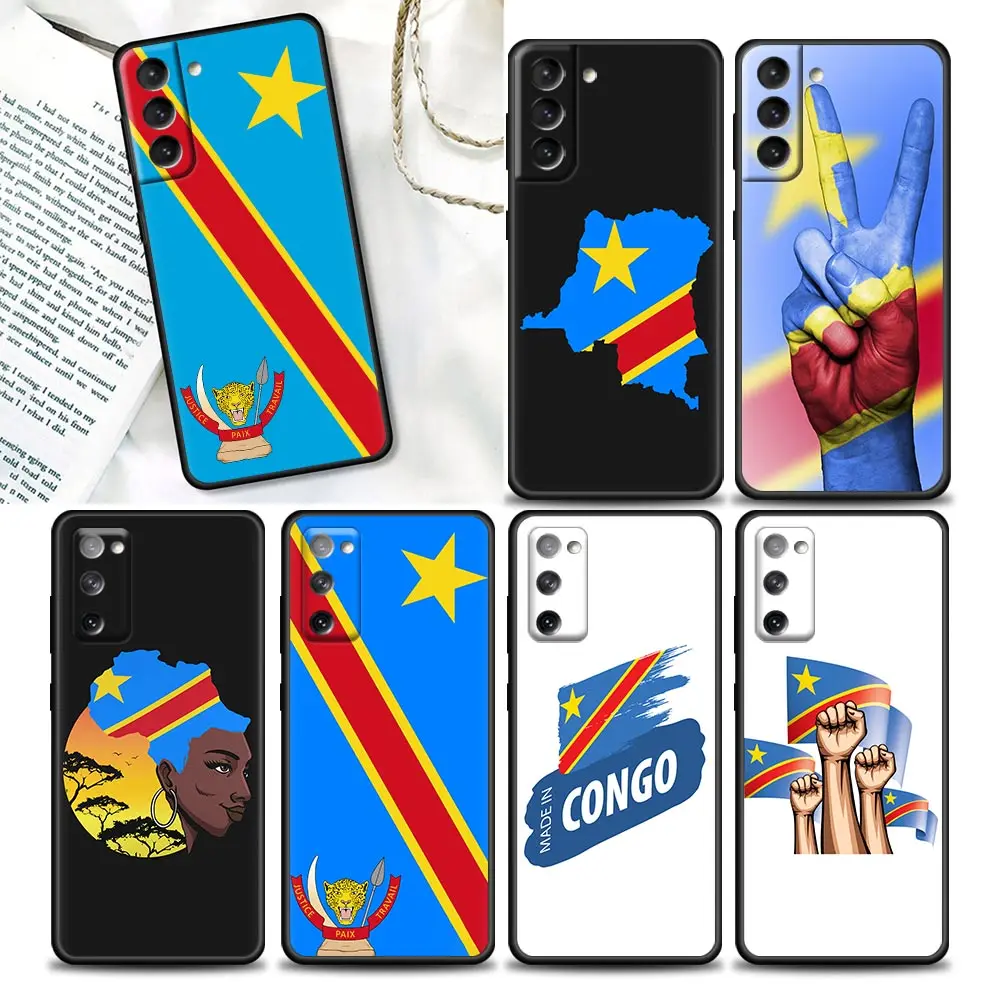 

Congo Democratic Republic Flag Phone Case For Samsung Galaxy S20 S21 FE S10 S9 S8 S22 Plus Ultra S10e Lite Case Black Soft Cover