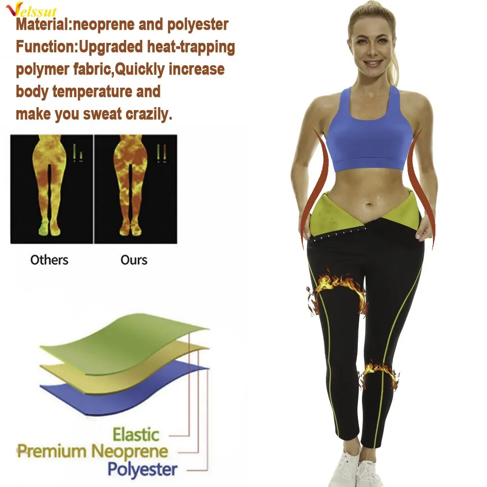 Velssut Sauna Leggings for Women Weight Loss Pants Fitness Trousers Hot Sweat Sportwear Neoprene Panty Ladies Body Shaper Gym