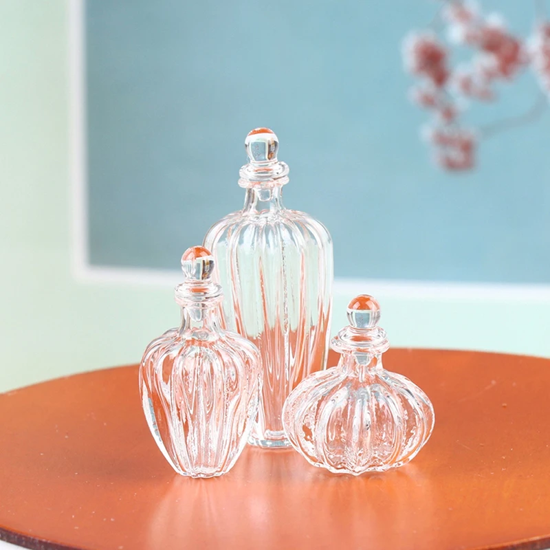 

WOADA 1:12 Dollhouse Furniture Accessories Miniature Glass Bottle Glass Stopper Tiny Jar Vials For Doll House Decor Play Toys