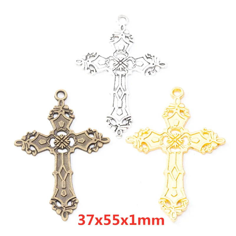 

10pcs 55x37mm Gothic Cross Dripping Oil Alloy Tibetan Pendants Antique Jewelry Making Small Pendant DIY Handmade Key Chain;