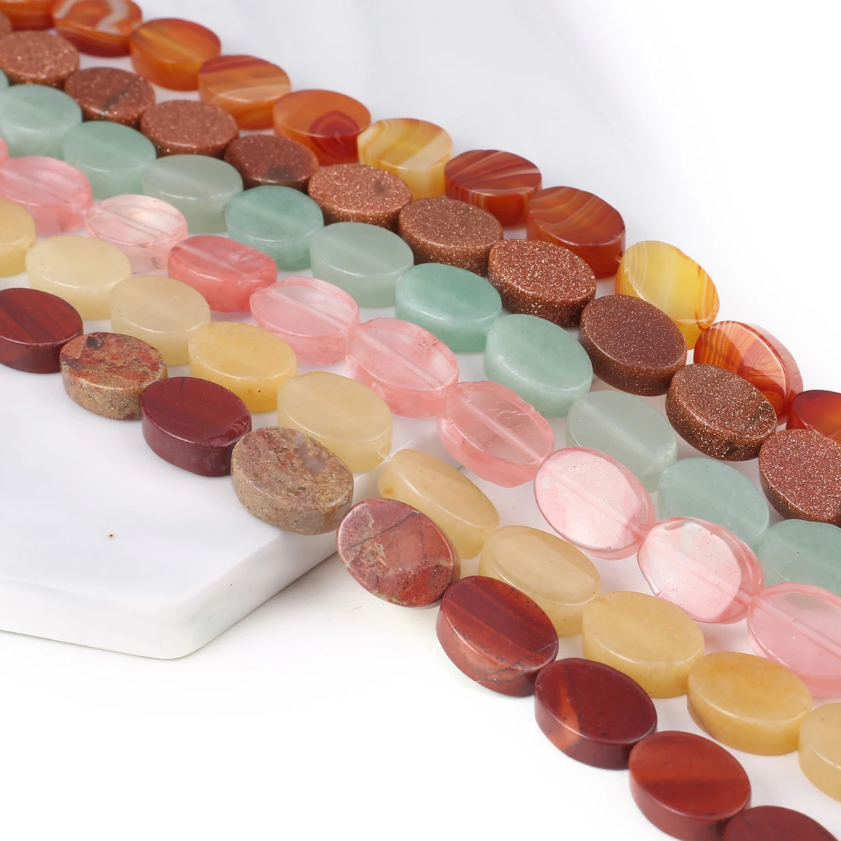 

Natural Stone Beads Polished Oval Red Agates Turquoises Loose Spacer Bead for Women Jewelry Making Necklace Bracelet Accessory