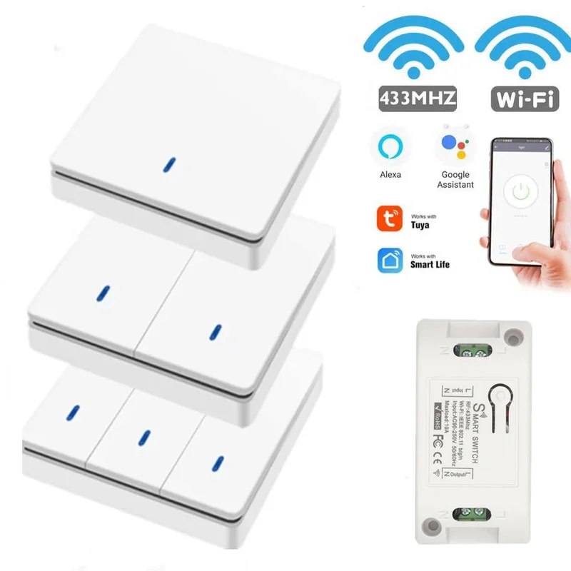 

433Mhz Wireless Smart Switch 1/2/3 Gang Rf Receiver Module AC110V 220V Control Home Light Wall Panel Lamp 86 Transmitter