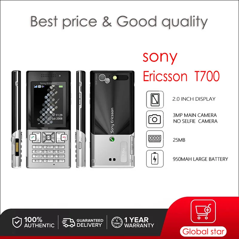 Оригинальный Восстановленный сотовый телефон Sony Ericsson T700 диагональю 2 0 дюйма и