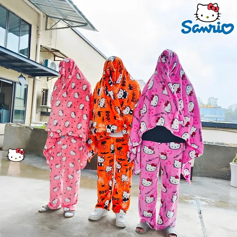

Новинка 2023, картинка Hello Kitty, искусственный Мультфильм, декор для комнаты на Хэллоуин, утолщенное и плюшевое удобное одеяло, фланелевая кровать