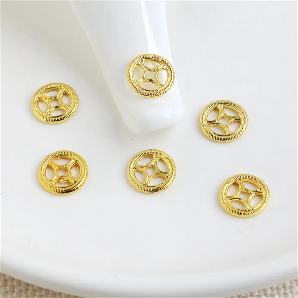 

18K Gold Filled Plated Steering wheel 10mm flat film septum bracelet necklace handmade rope DIY accessories ear accessories