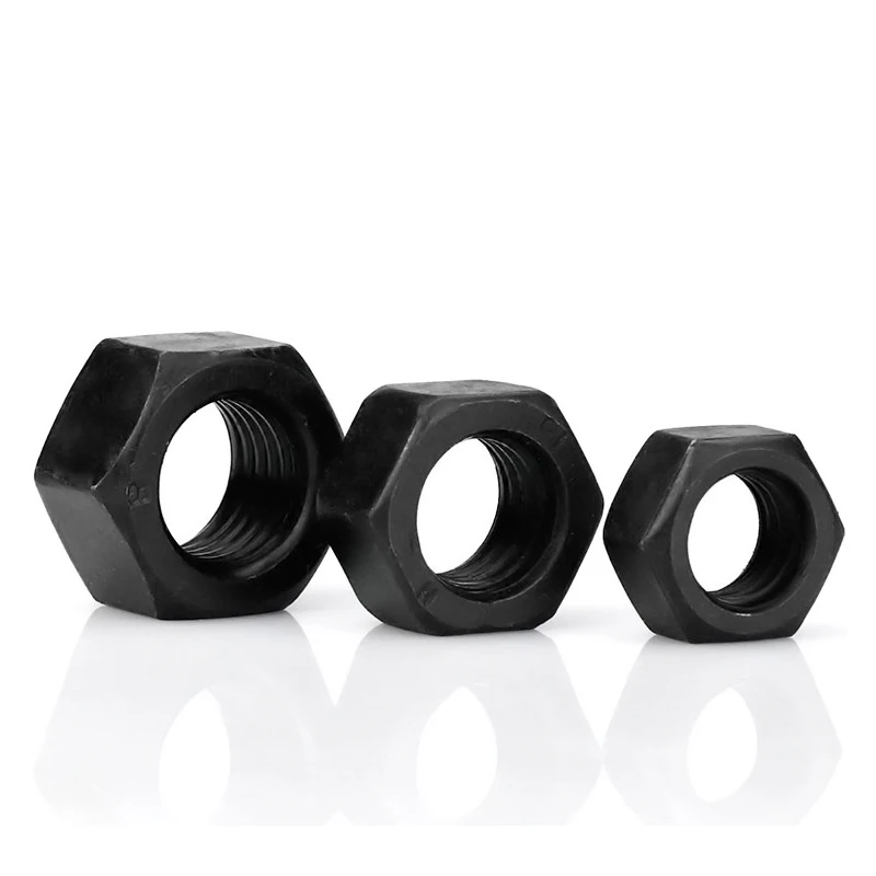 Класс 4,8 Углеродистая сталь Черный/медное покрытие M2 M2.5 M3 M4 M5 Черная шестигранная гайка Метрические шестигранные стопорные гайки 100/200 шт.
