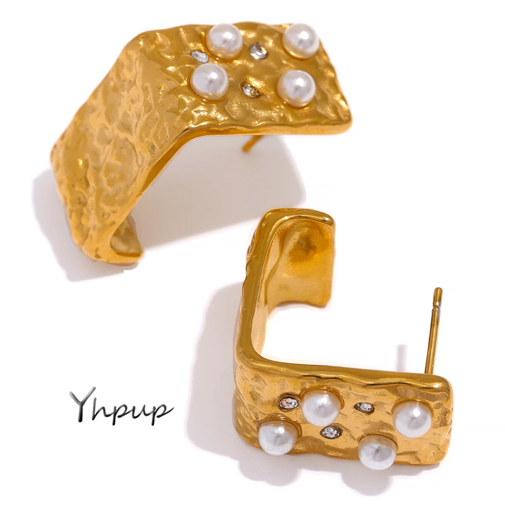 Ассиметричные золотые серьги из нержавеющей стали Yhpup для женщин Необычные
