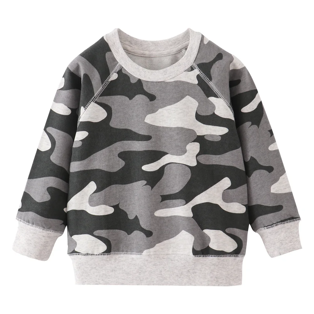 

Preschool children's clothing girl autumn T-shirt top long sleeved baby sweater cute casual boy girl loose camouflage clothing