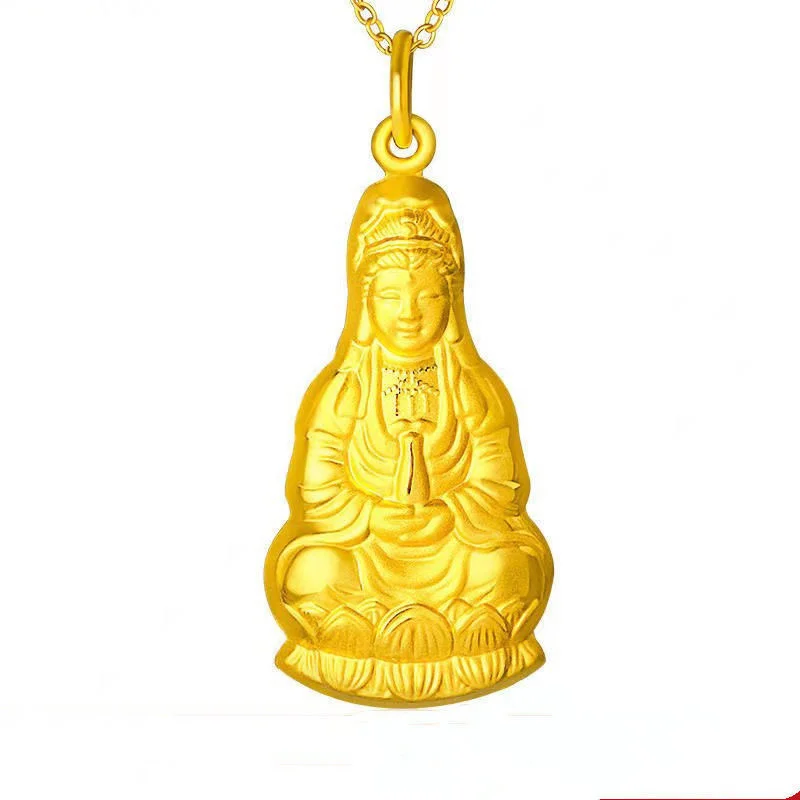 

Guanyin 999 Copy 100% Real Gold Pendant Male Necklace for Women