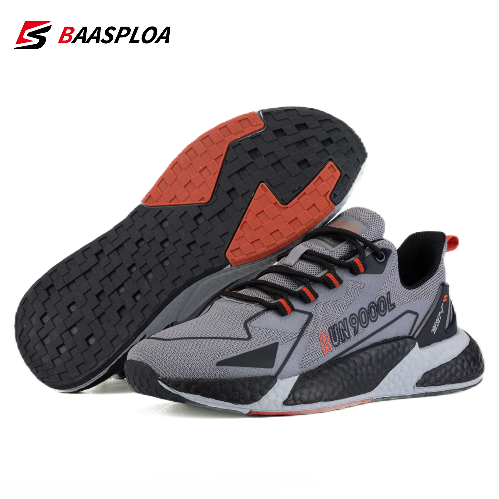 Baasploa 2022 Spring Men Walking Shoes Fashion Mesh Sneaker Breathable Male Casual Shoes Lace Up Comfortable Sneaker