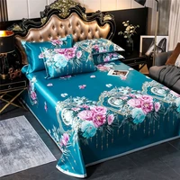 summer ice silk mat 3 piece set bed sheets and pillowcases 3pcs set washable soft bedsheet king queen size bed sheets set