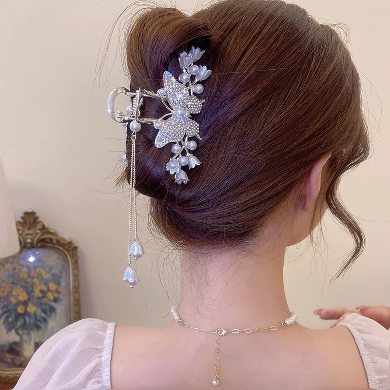 

2022 New Korean Butterfly Tassel Hair Clips Women's Large Fashion Shark Clips Hair Clips Headdresses Girls Hair Accessories