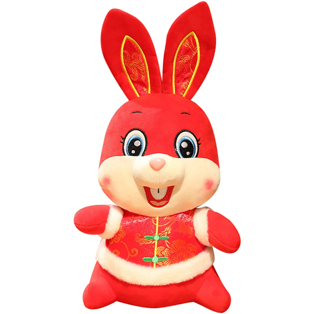 

Rabbit Year Plushnew Animal Stuffed Chinese Mascotbunny Ornament Therealistic Pillow Cotton Red Lunar Zodiac Animals Gift